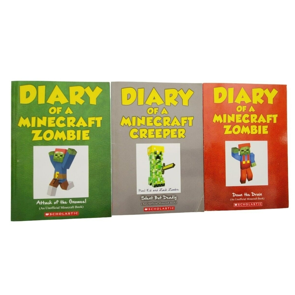 Scholastic Diary of a Minecraft Zombie & Creeper 3 Book Lot Paperback Scholastic